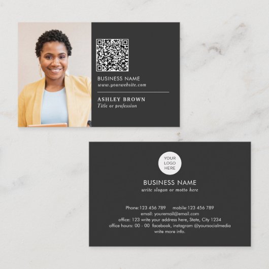 QR-Code beruflicher einfacher Logoverteiler Foto-B Visitenkarte (Vorne/Hinten)