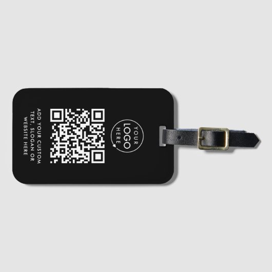 QR-Code | Berufliches Black Business-Logo Gepäckanhänger (Vorderseite (Horizontal))