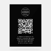 QR-Code | Berufliches, einfaches, schwarzes Firmen Acrylschild (Vorderseite)