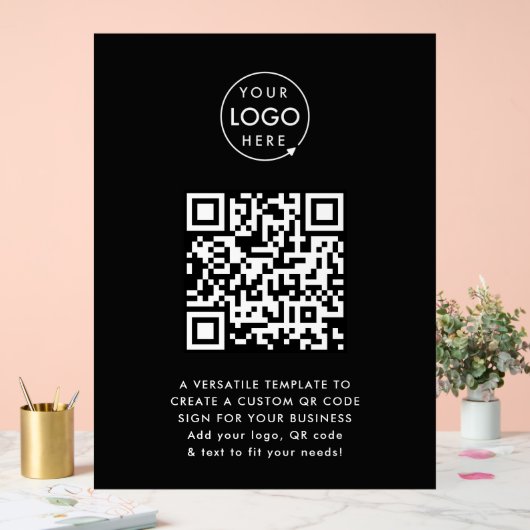 QR-Code | Berufliches, einfaches, schwarzes Firmen Acrylschild (Hochzeit)
