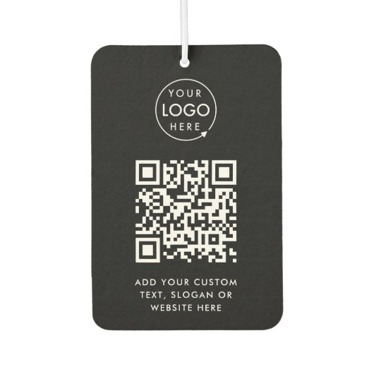 QR-Code | Berufliches, einfaches, schwarzes Firmen Autolufterfrischer (Vorderseite)