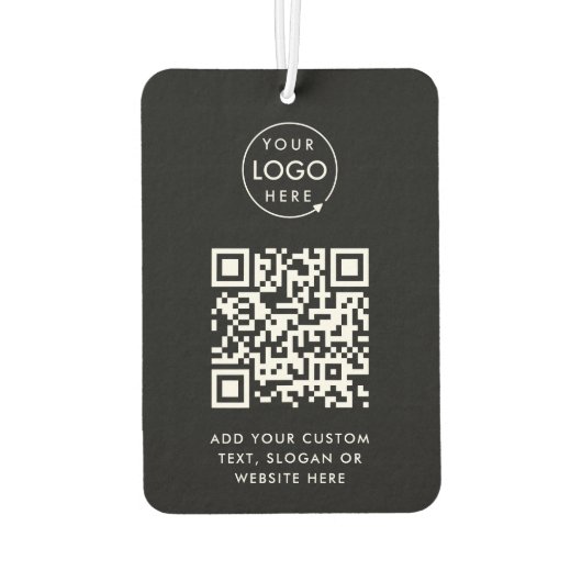 QR-Code | Berufliches, einfaches, schwarzes Firmen Autolufterfrischer (Rückseite)