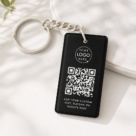 QR-Code | Berufliches, einfaches, schwarzes Firmen Schlüsselanhänger