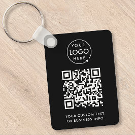 QR-Code | Berufliches, einfaches, schwarzes Firmen Schlüsselanhänger