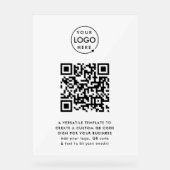 QR-Code | Berufliches, einfaches, weißes Firmenlog Acrylschild (Vorderseite)