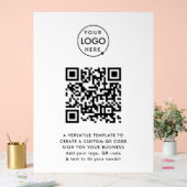 QR-Code | Berufliches, einfaches, weißes Firmenlog Acrylschild (Hochzeit)
