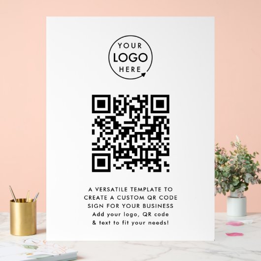 QR-Code | Berufliches, einfaches, weißes Firmenlog Acrylschild (Hochzeit)