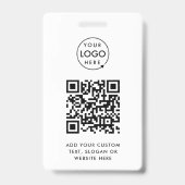 QR-Code | Berufliches, einfaches, weißes Firmenlog Ausweis (Rückseite)