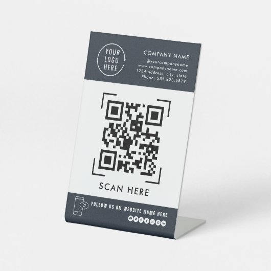 QR-Code | Berufliches Firmenlogo Sockelschild (Vorderseite)