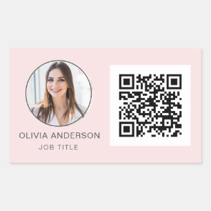 QR-Code Berufliches Foto Rosa Rechteckiger Aufkleber