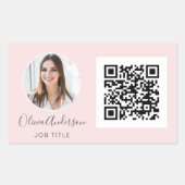 QR Code Berufliches Foto Rosa Rose Gold Re Rechteckiger Aufkleber (Vorderseite)