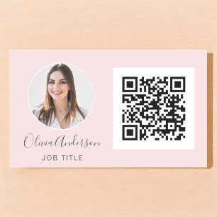 QR Code Berufliches Foto Rosa Rose Gold Re Rechteckiger Aufkleber