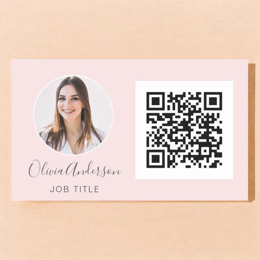 QR Code Berufliches Foto Rosa Rose Gold Re Rechteckiger Aufkleber