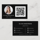 QR-Code Berufliches Foto Schwarz-weiß Business Bu Visitenkarte (Vorne/Hinten)