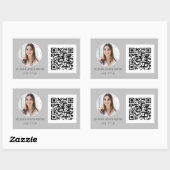 QR Code Berufliches Foto Silver Business Card Rechteckiger Aufkleber (Blatt)