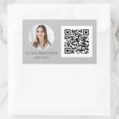 QR Code Berufliches Foto Silver Business Card Rechteckiger Aufkleber (Tasche)