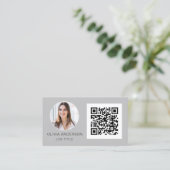 QR Code Berufliches Foto Silver Gray Business Ca Visitenkarte (Stehend Vorderseite)