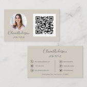 QR Code Berufliches Foto Terracotta Natural Bus Visitenkarte (Vorne/Hinten)