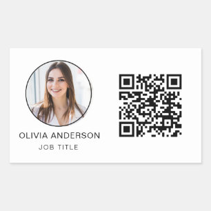 QR-Code Berufliches Foto Weiße Visitenkarte Rechteckiger Aufkleber