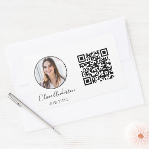 QR-Code Berufliches Foto White Business Card Rec Rechteckiger Aufkleber