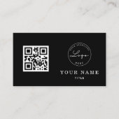 QR-Code Berufliches Schwarz-Klassisches Logo Visitenkarte (Vorderseite)