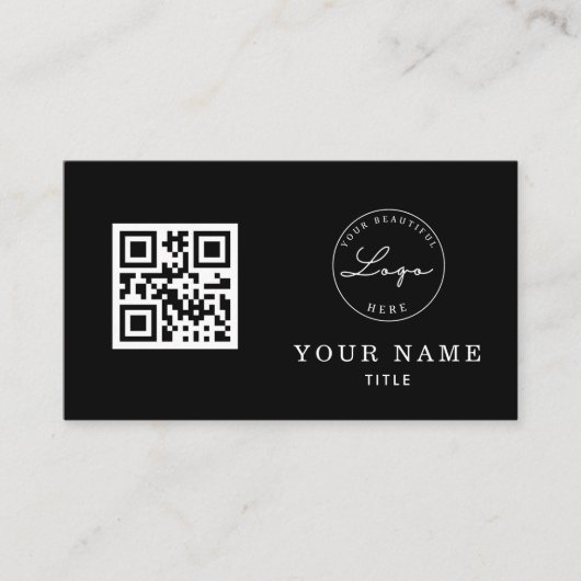 QR-Code Berufliches Schwarz-Klassisches Logo Visitenkarte (Vorderseite)