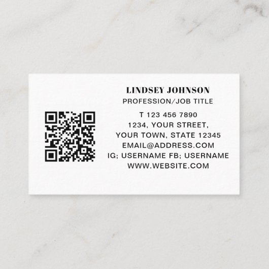 QR-Code-Berufsausweis/Stellenbezeichnung-Visitenka Visitenkarte (Rückseite)