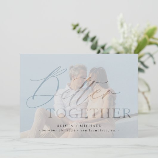 QR CODE besser zusammen Skript Foto Hochzeit Save The Date (Stehend Vorderseite)