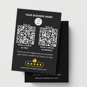 QR-Code Bewertung von Kleinunternehmen GOOGLE und Visitenkarte