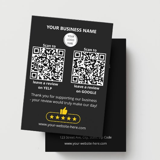 QR-Code Bewertung von Kleinunternehmen GOOGLE und  Visitenkarte