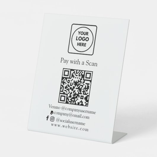 QR Code Bezahlung | Benutzerdefiniertes Venmo PayP Sockelschild (Vorderseite)