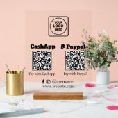 QR Code Bezahlung | CashApp PayPal Scan-to-Pay-Log Acrylschild (Hochzeit)