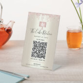 QR Code Bezahlung hier Pink Cake Bake ery Glitzer Sockelschild (In SItu)