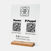 QR Code Bezahlung | Venmo & PayPal Digital Payment Acrylschild (Winkel)