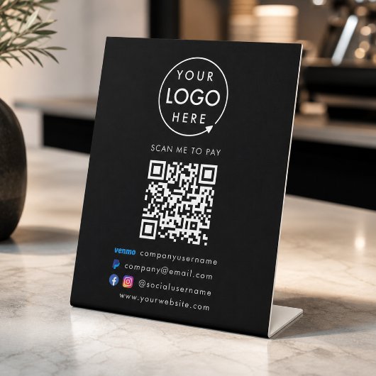 QR Code Bezahlung | Venmo Paypal Payment Business Sockelschild