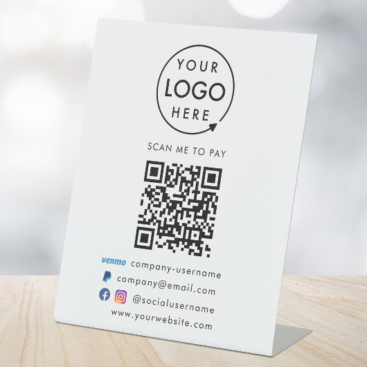 QR Code Bezahlung | Venmo Paypal Payment Business  Sockelschild