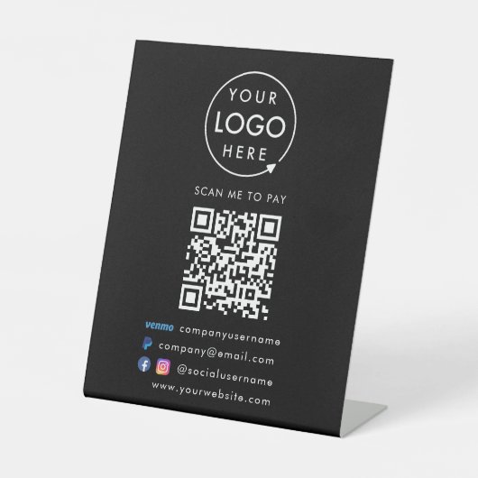 QR Code Bezahlung | Venmo Paypal Payment Business  Sockelschild (Vorderseite)