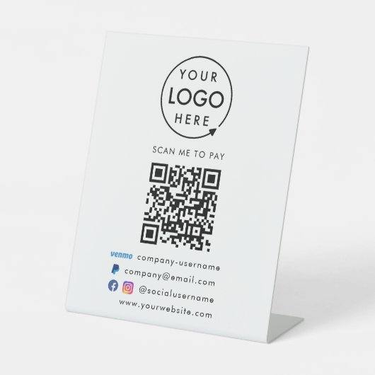 QR Code Bezahlung | Venmo Paypal Payment Business  Sockelschild (Vorderseite)