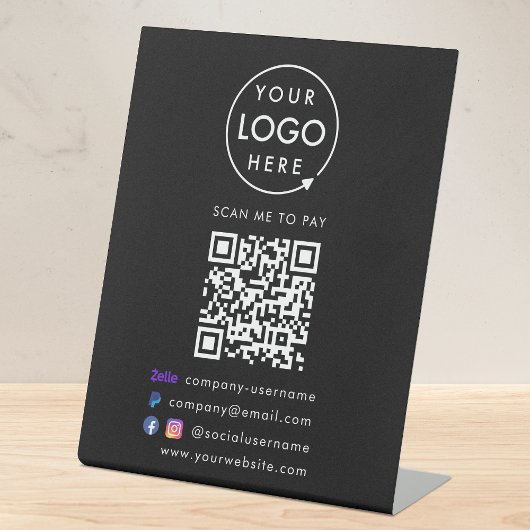 QR Code Bezahlung | Zelle Paypal Payment Business  Sockelschild