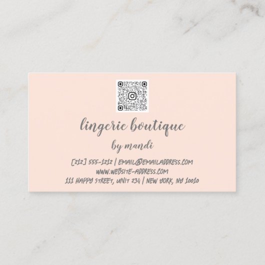 QR Code Bikini Underwear Shop Grau Visitenkarte (Rückseite)