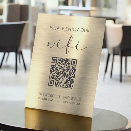 QR-Code Bitte genießen Sie unser Wifi Gold Sockelschild