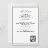 QR code black and white crest monogram wedding Einladung (Rückseite)