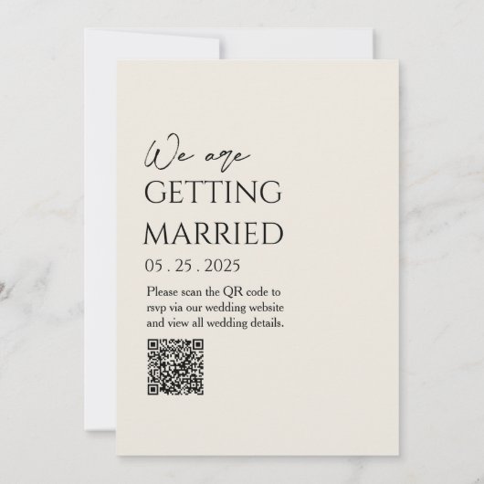 QR Code Black & Beige Boho Neutrale Hochzeit Einladung (Rückseite)