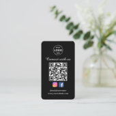 QR Code Black Business Card Social Media Visitenkarte (Stehend Vorderseite)