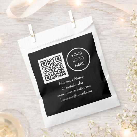 QR Code Black Business Logo Geschenktütchen (Ausgeschnitten)