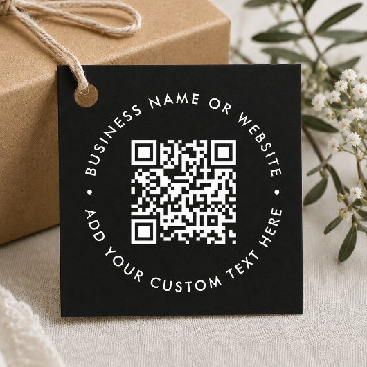 QR-Code | Black Business Modern Budget Round Geschenkanhänger