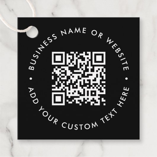 QR-Code | Black Business Modern Budget Round Geschenkanhänger (Vorderseite)