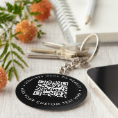 QR-Code | Black Business Modern Budget Round Schlüsselanhänger (Seite)