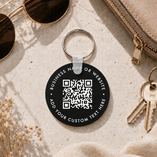 QR-Code | Black Business Modern Budget Round Schlüsselanhänger