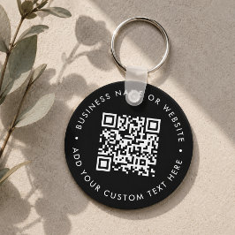 QR-Code | Black Business Modern Budget Round Schlüsselanhänger